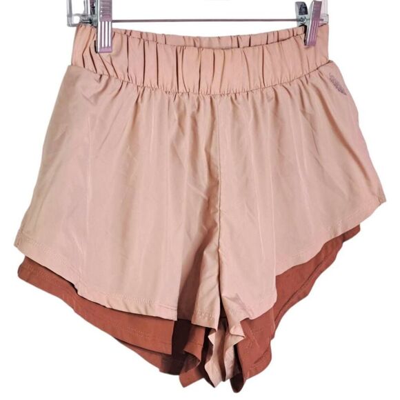 FREE PEOPLE FP MOVEMENT Women's Run For It Shorts Rusted Coral Combo size Small - Picture 3 of 8